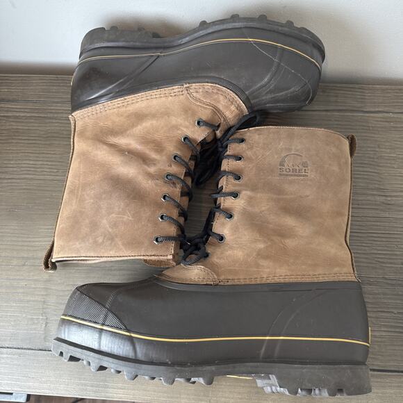 SOREL CHIEFTAIN WINTER BOOTS BROWN LEATHER SIZE 11 CANADA MADE HEAVY INSULATED - Picture 6 of 8